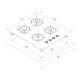 Poza Plita gaz Pyramis 2225 Black Glass Cast Iron Protection 202300487