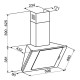 Hota Decorativa Tornado Vertikal 750 (60) LED, 1 motor Turbo, latime 60 cm, 3 viteze, absorbtie 750 m3/ora, filtru anti-grasimi aluminiu 5 straturi, Alb